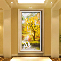 Simple European style lucky Feng Shui money fortune tree Entrance corridor aisle decorative painting vertical version of the living room wall painting