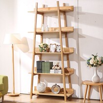 Nordic simple solid wood bookshelf modern bookcase storage shelf display rack storage rack solid wood floor combination bookshelf