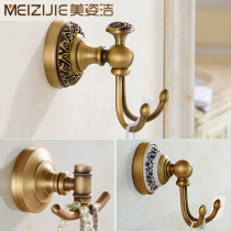 beauty clean full copper european style antique hanger hook double hook hood hook pure copper carved Chinese style wall hook double hook