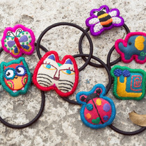 Animal kingdom creative hair ornaments Hair circle hair rope original pure handmade embroidery literary cotton hemp Sen female cute insect