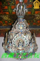  Tibetan fine filigree gilt Buddha hatinlaid with various gems