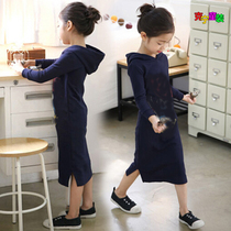 Korean version of childrens clothing 2021 spring and autumn girls cotton dress in childrens printed sweater parent-child dress base skirt thick