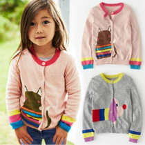 Spring Autumn Season Childrens Clothing Girl Baby Baby Han Version Casual Cartoon Sweater Knit Cardiovert Jacket 1-5 years old