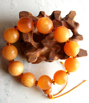 Rare fine Tibetan gold silk Yak horn bracelet Buddha beads hand string 20mm18mm collection