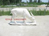 Qu Yang Marble Han White Jade Small Sheep Stone Sculpture Square Sanyang Kaitai Mother And Son Sheep Park Lawn Background Pendulum
