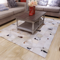 54 modern minimalist abstract white handmade splicing cow leather carpet living room sofa tea table cushion rectangular