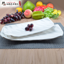 Yangge high-grade imitation porcelain-resistant drop long oval disc tableware stir-fried rice bowl cold dish sushi plate Japanese and Korean Hotel