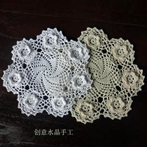 Handmade three-dimensional flower hollow cotton thread hook crochet flower dinner vase Flower pot pad multi-purpose cover towel round pastoral style