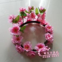 Emulated peach blossom ring children dance props Mudan Flower Ring Dance with flower hat Peach Blossom Festival Tourist Attractions