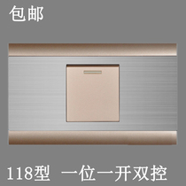 118 type switch panel stainless steel brushed champagne small single open one open single double control panel