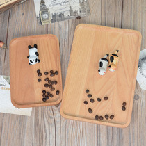 Japanese-style beech dinner plate tray Western food solid wood rectangular stitching plate vintage creative tableware flaw clearance
