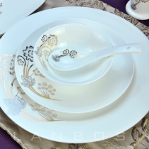 Hotel Ceramic Tableware Restaurant Swing Table Hotel Rice Bowls Flat Pan Soup Dishes Flat Pan Teapot Tea Cup Suit