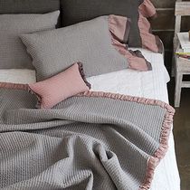 South Korea imported straight hair light gray two-color seam double-sided summer air-conditioning blanket 3-piece bedding kit