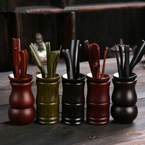 Tea ceremony Six gentlemen making tea Tea set Tea decoration Solid wood spare parts Non-slip clip Tea needle Tea spoon
