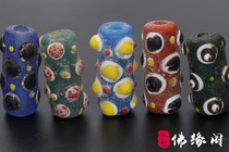 Buddha Yuan Pavilion boutique Han Dynasty multi-color Dragonfly eye Old glass bucket Lezi Pillar Hand string with beads DIY accessories