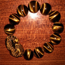 Natural yellow tiger eye stone bracelet Tiger eye stone Pixiu hand string mens and womens cat eye stone tiger eye stone Tiger eye stone Pixiu