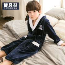 (Clearance)Childrens pajamas Boys autumn and winter flannel Girls nightgown Coral velvet bathrobe home clothes thickened