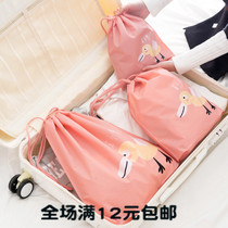 Travel cartoon storage bag Drawstring bundle pocket Travel sundries bag Wash bag Suitcase Clothing storage finishing bag