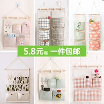 Cotton linen fabric cute 5 pockets storage cloth bag dormitory hanging wall hanging storage storage storage debris small Hanging Bag 2