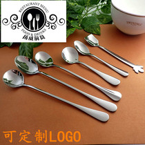 Metal Korean version of stainless steel small long handle spoon creative sand ice spoon mixing spoon dessert spoon coffee appliance factory outlet
