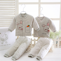 Baby quilted jacket suit Medium thick newborn gift color cotton clothes Spring and autumn and winter one-piece baby baby gift box