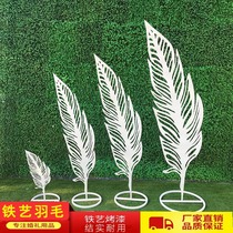 2021 new wedding props background pendant stage decoration wrought iron carving background pendant feather pendant sign-in