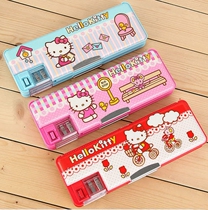 Ktcat Hello Kitty Girls Primary School students multi-function with pencil sharpener large capacity plastic double-layer pencil case