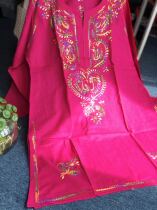 Nepal Rose red pure cotton embroidered blouses Tourist home Leisure exotic exotic Niwana