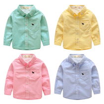 2021 Boys long-sleeved cotton shirt spring and autumn Korean version of the British childrens clothing Middle and large childrens childrens baby white shirt