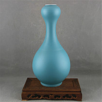  Qing Dynasty Yongzheng monochrome Ru glaze garlic bottle high-end old handmade antique porcelain antique antique collection retro ornaments