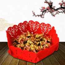 Festive red fruit plate knot wedding wedding supplies non-woven dry fruit plate wedding scene layout pastry plate