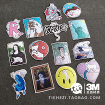 Middle Finger Cat 14 packed personality surf skis notebook sticker suitcase Tide brand 3M sticker