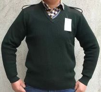 New pine branch Green v-neck sweater pure wool sweater wool sweater anti-static