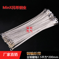 Bridge grounding wire copper braided wire conductive with full copper tinned copper 2 5 squared 200mm 8 holes