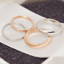 Japanese and Korean jewelry simple glossy couple pair ring Titanium rose gold color tail ring men and women gift accessories J078