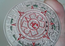 Medallion silver-plated Dragon Mayan calendar Aztec diameter about 40mm collection