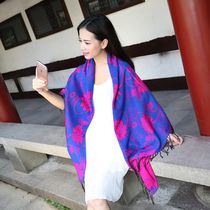 Yunnan warm large square towel wholesale Lijiang shawl ethnic style scarf autumn and winter double-sided thick large size scarf