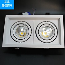 Fighting Biliary Lamp LED Double Head Spotlight Recessed grid Spotlight Cob grid Ceiling Spotlight ceiling lamp square cylinder light