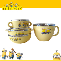 Korean imported small yellow rice bowl Stainless steel 304 childrens tableware rice bowl Cute cartoon soup bowl series