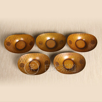 Japanese bronze Shang Meitang made copper yellow plain wood grain yuan treasure copper cup holder five customers