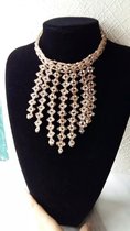  Handmade beaded DIY champagne crystal rice beads gorgeous party style necklace Short collar clavicle chain Neck ring chest chain