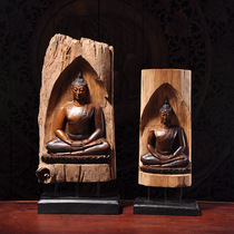 Tai Style Household Goods Wood Crafts Solid Wood Engraving Religious Items Buddha Statues Swing Piece Southeast Asia Genguan Furnishing