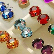 Crystal rhinestone flash Diamond DIY handmade jewelry material 2028 round flat drill with base 8MM