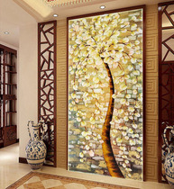 Printed cross stitch hair wealth tree rich and safe tree vertical version living room landscape porch New