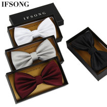 IFSONG mens dress business Korean white bow tie male groom best man married Red Wedding bow