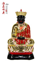 Haixin Buddha stately Buddha statue handmade camphor wood carving Taiwan color gold Qingshui Rock ancestral Master Gong 19 inches