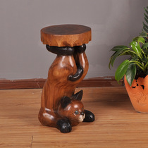 Thai crafts Southeast Asian wood carving kitten stool Thai style decorative ornaments creative animal shoe stool