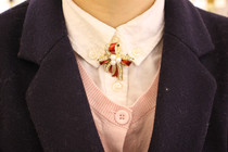 Vintage 1960s temperament retro butterfly pearl Rhinestone antique drop - glazed chest needle