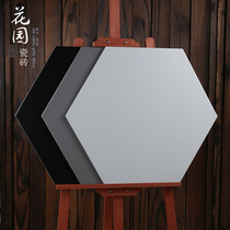 Nordic style solid color black and white gray hexagon non-slip floor tile hexagonal wall tile toilet tile 520*600
