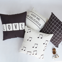 Double-sided printing Nordic pillow black and white English letters personality simple modern creative car cushion removable and washable